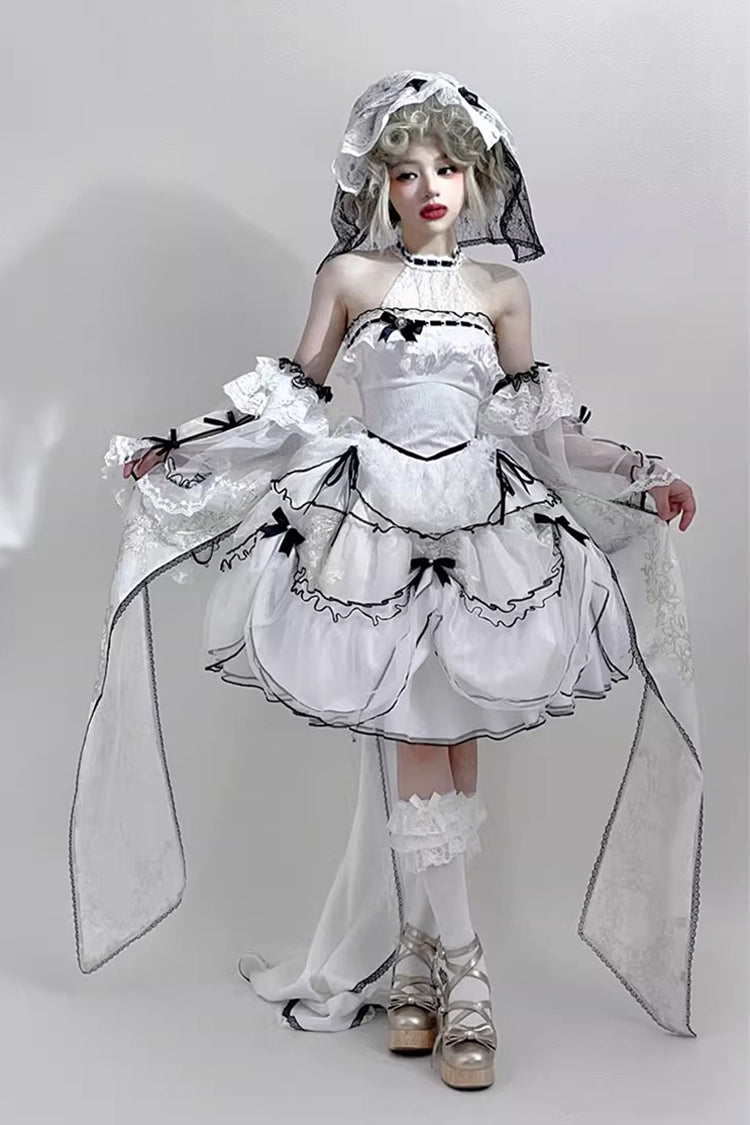 Plus Size Gothic Gorgeous JSK Dress with Multi-Layered Ruffled Lace - Cascade Poem