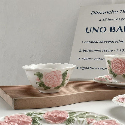 Tasse et soucoupe roses rétro roses ON1460