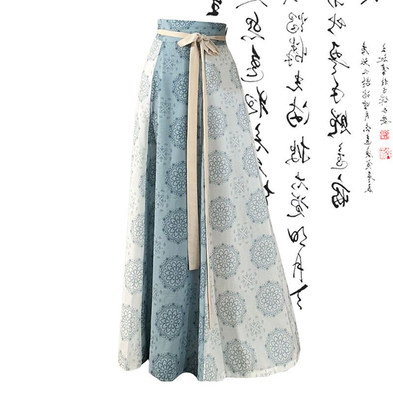 High Vintage Waist V-neck Shirt Lace-up Skirt