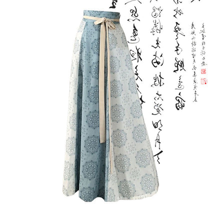 High Vintage Waist V-neck Shirt Lace-up Skirt