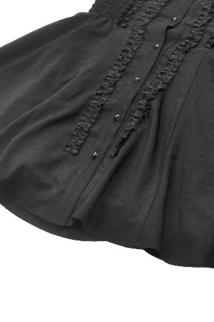 Obsidian Lapel Collar Sleeveless Lace Button-Front Gown - Graduation