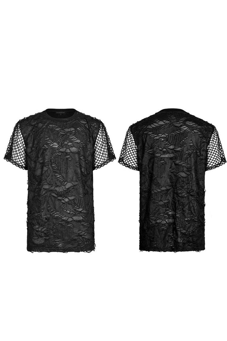 Morbid Ripped Mesh Stitch Loose Knit Short Sleeve Shirt