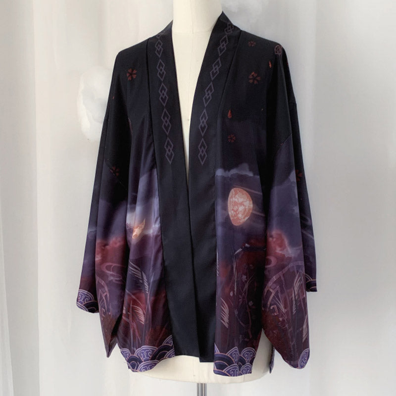 Strickjacke mit Kimono-Oberbekleidung im Vintage-Anime-Print