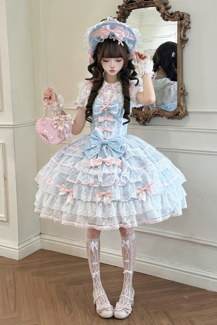 Ruffle-Bow Lace JSK with Layered Details