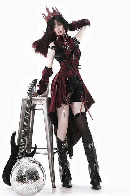 Chief Assassin Lace-Up Gothic Ouji Lolita Set - Noir