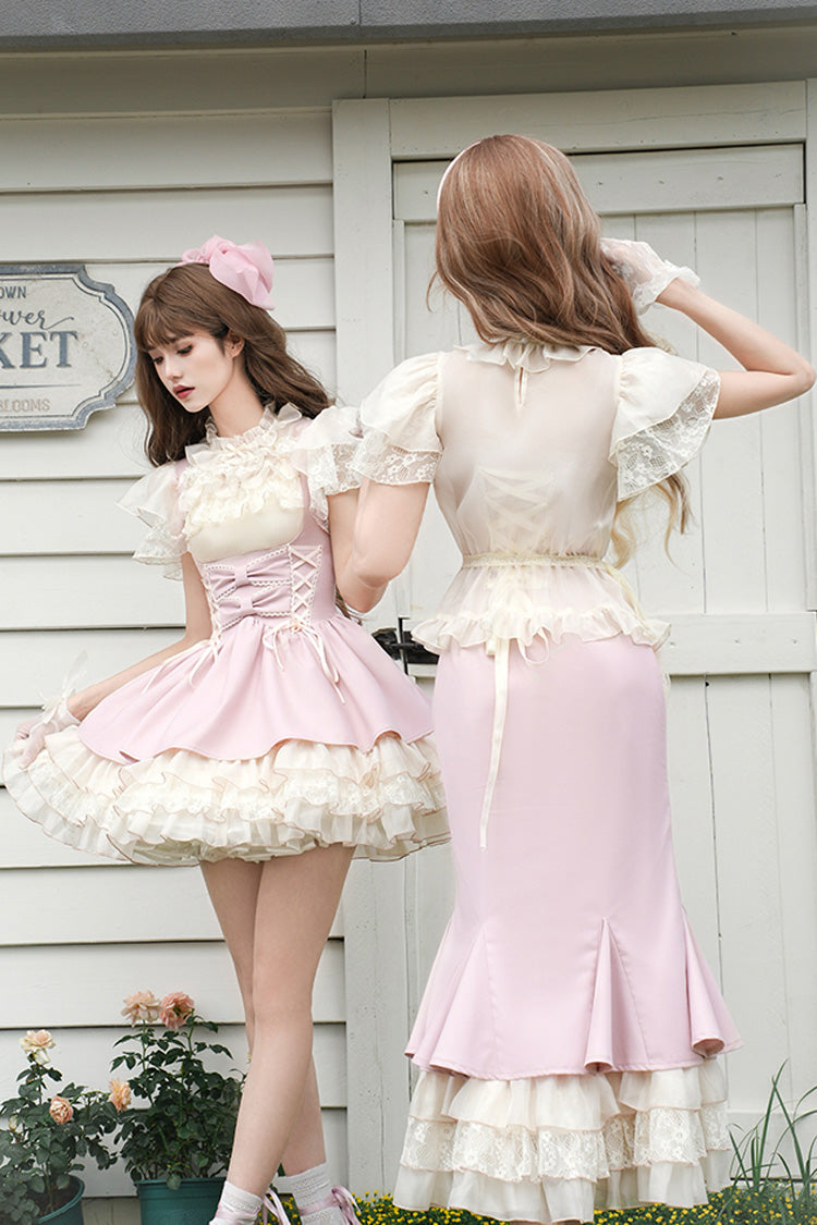 Rose Multi-Tier Ruffle Sweet Lolita Mermaid Gown - Love Diary