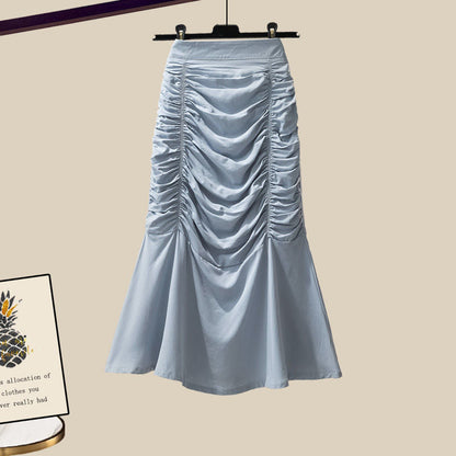 High Ruffled Set Bow T-Shirt Knot Skirt Waist