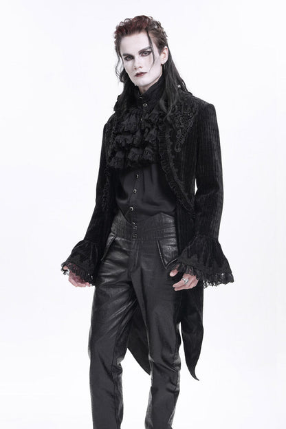Men's Gothic Jacket with Swallow-tailed Hem and Lace