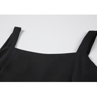 Knit Sweater Cross Slip Dress Ruffled Hem