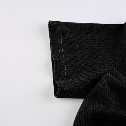 Set Drawstring Crop Slip Black T-Shirt Dress Irregular