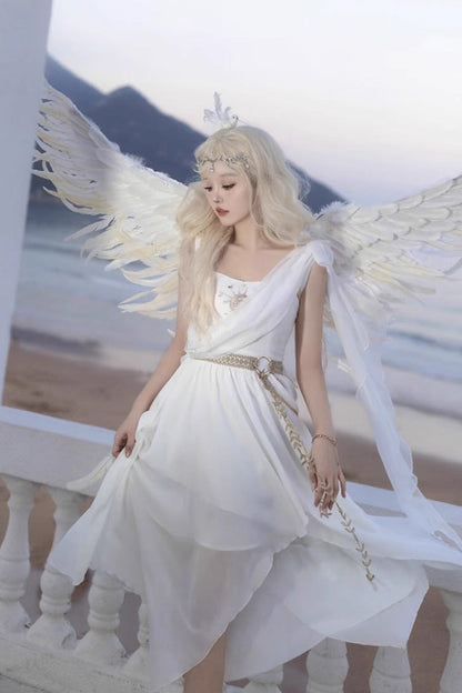 White Sleeveless Tears of Themis Greek-Style Gothic Lolita JSK Dress