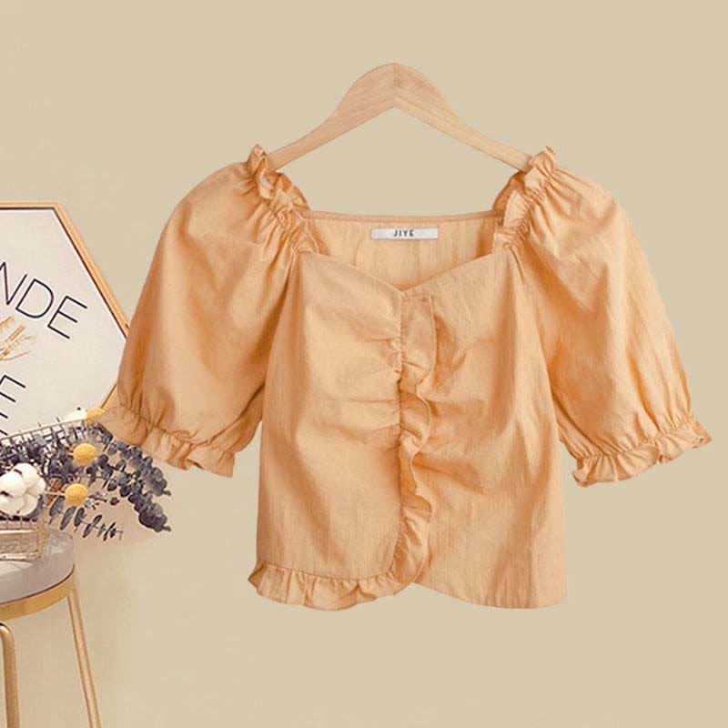 Crop Fishtail Set Tulle Top Bow Two Skirt T-Shirt Knot Denim Butterfly Pieces