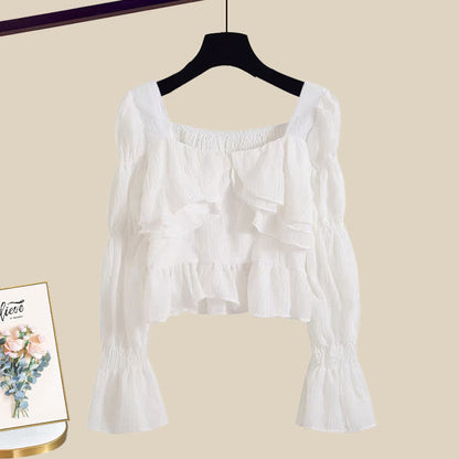 Shirt Pocketed Sleeve Puff Cargo Pants Crop Loose