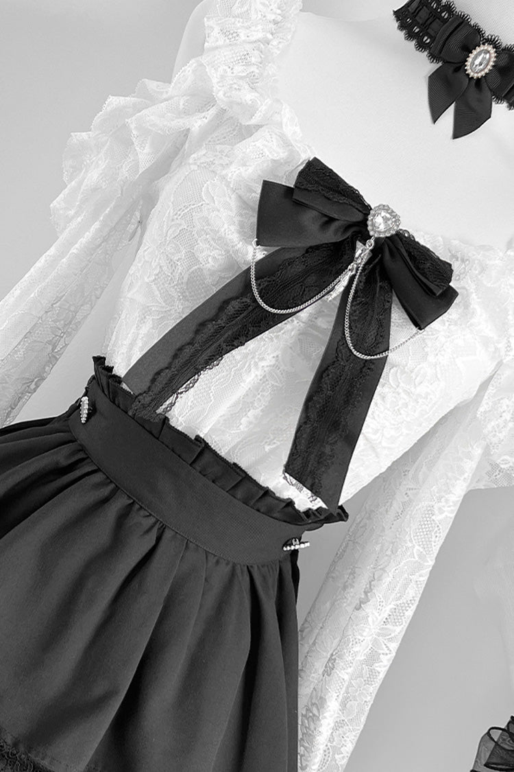 Black Triple-Layer Ruffle Lace Japanese Skirt