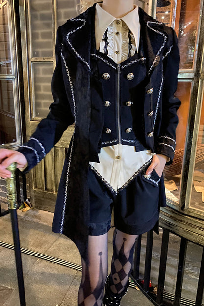 Ouji Lolita Handsome Cool Embroidered Metallic Stamp Waistcoat