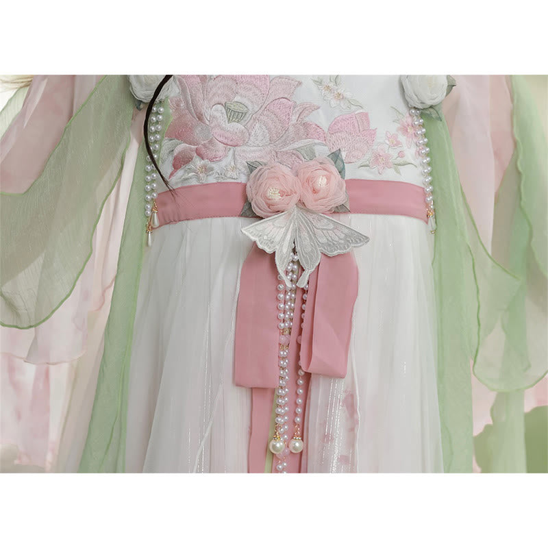 Robe en maille à décor floral doux Costume Hanfu