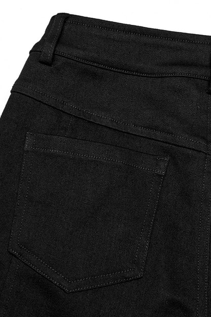 Dark Mesh Buckle-Trimmed Steampunk Pants with Hardware Accents