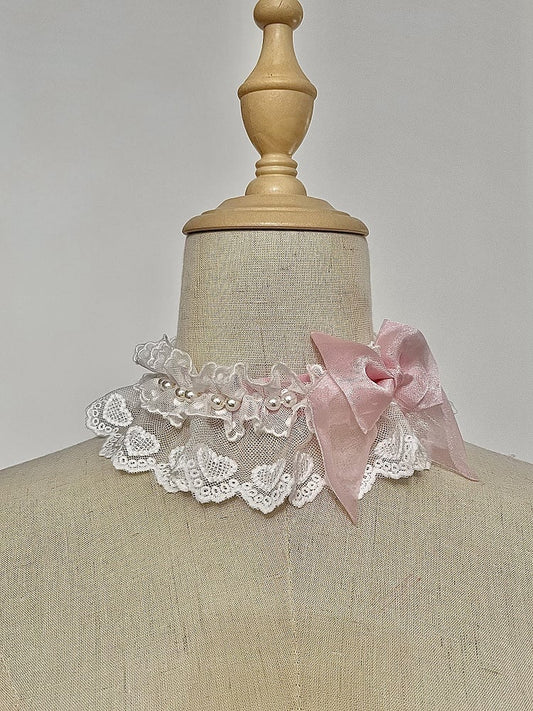 Pink / Black Bow and Bead Details Choker