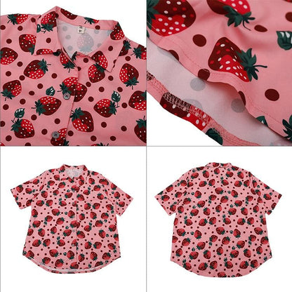 SpreePicky Rosa Kawaii Erdbeerbluse S12690