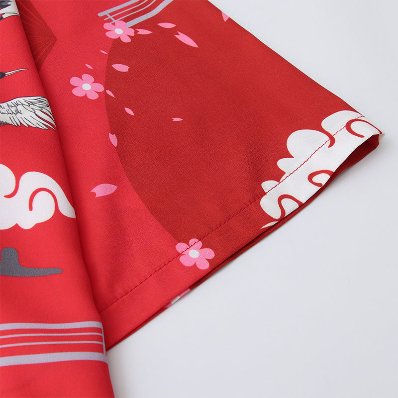 Roter Anime Lucky Cat Cardigan Kimono Oberbekleidung