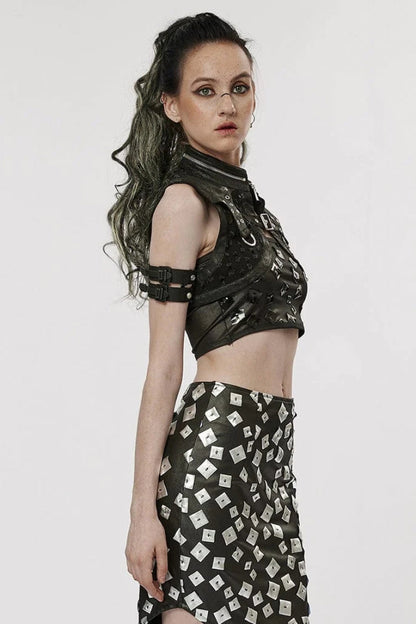 Steampunk Short Cloak with Hollow Decoration and Zipper