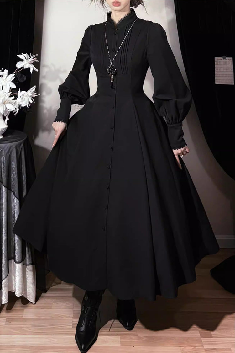 Long Puff Sleeves Gothic Elegant Dress - Astrea