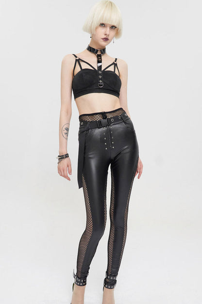 Dark Halter Neck Cutout Sling Vest with Metal Ring