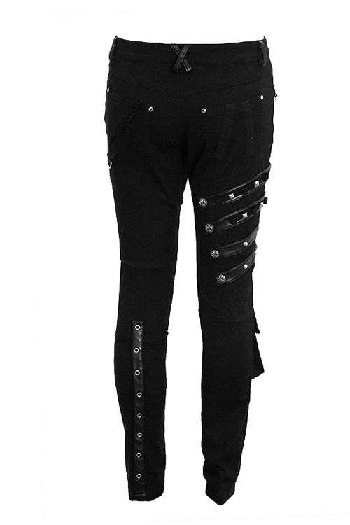 Heavy Metal Lace-Up Detail Faux Leather Trousers