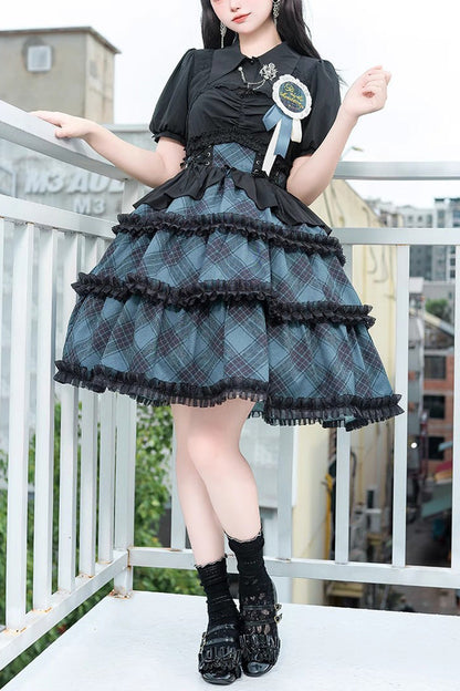 Multi-Layer Margaret Plaid Sleeveless Sweet Lolita Dress