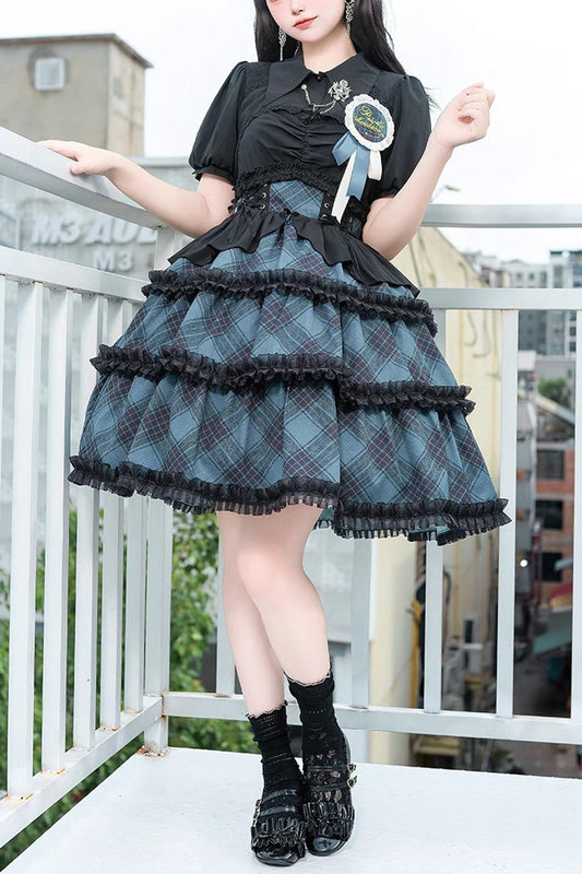 Multi-Layer Margaret Plaid Sleeveless Sweet Lolita Dress