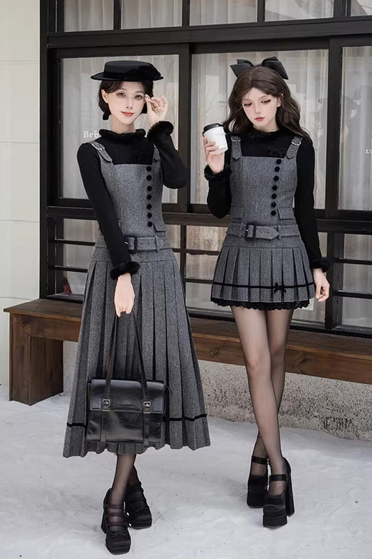 Ruffled Daily Elegant Classic Jumper Dress - Grey Letters & Poems Grace