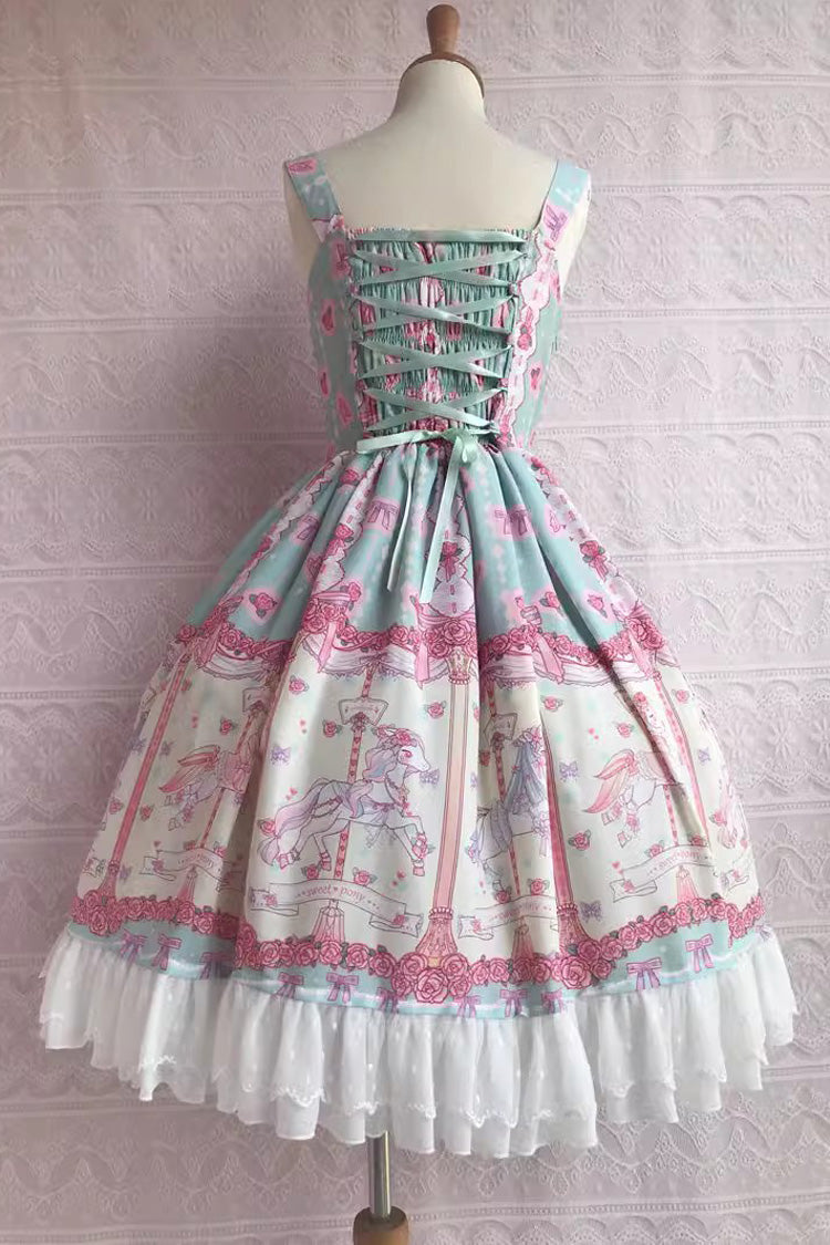 Rose Trojan Print Ruffle Bowknot Jsk Dress - Sweet Lolita