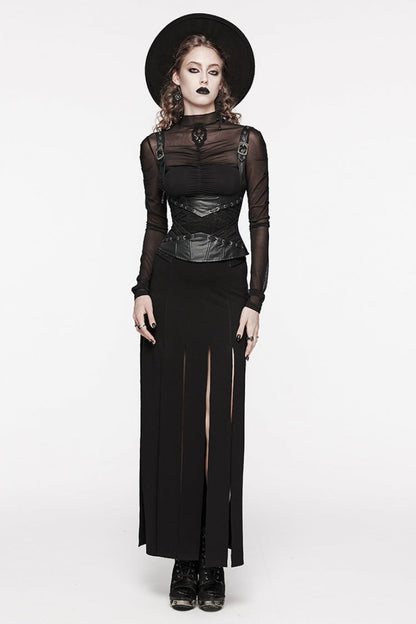 Underbust Gothic Corset with Lace-Up Back and Lace Trim