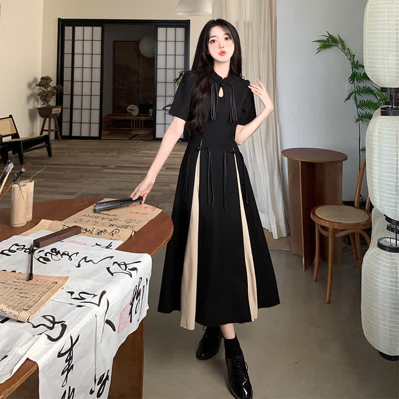 Robe cheongsam élégante à fentes et ajourées