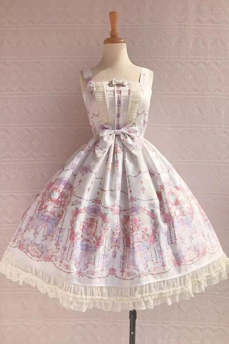 Small Delicate Print Ruffle Bowknot Jsk Dress - Sweet Lolita