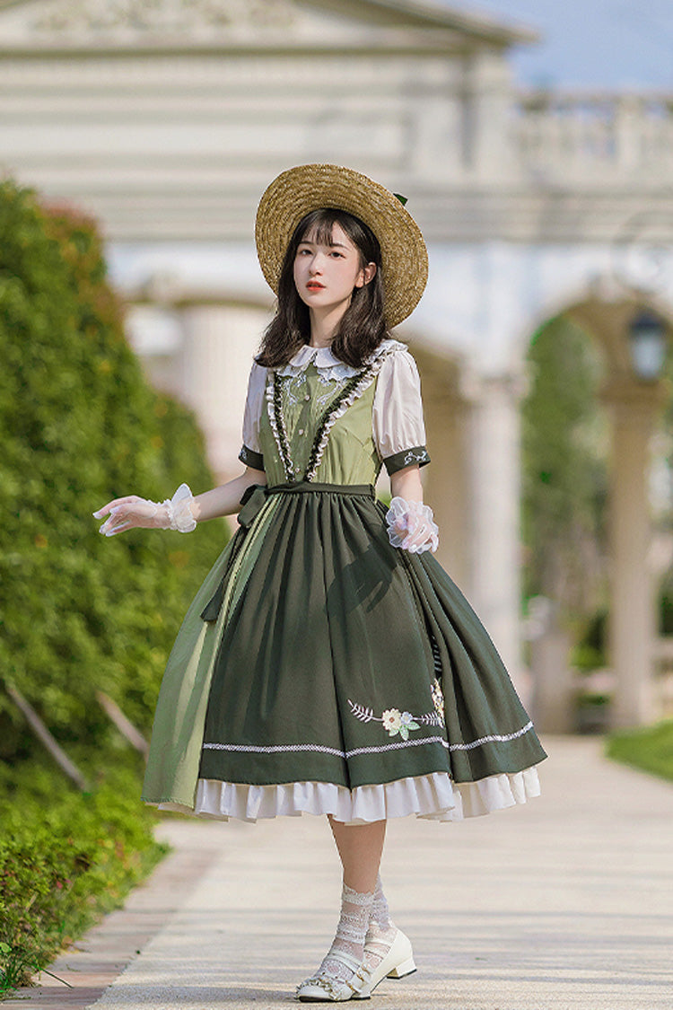 Embroidered Doll Collar Short Sleeve Classic Lolita Gown