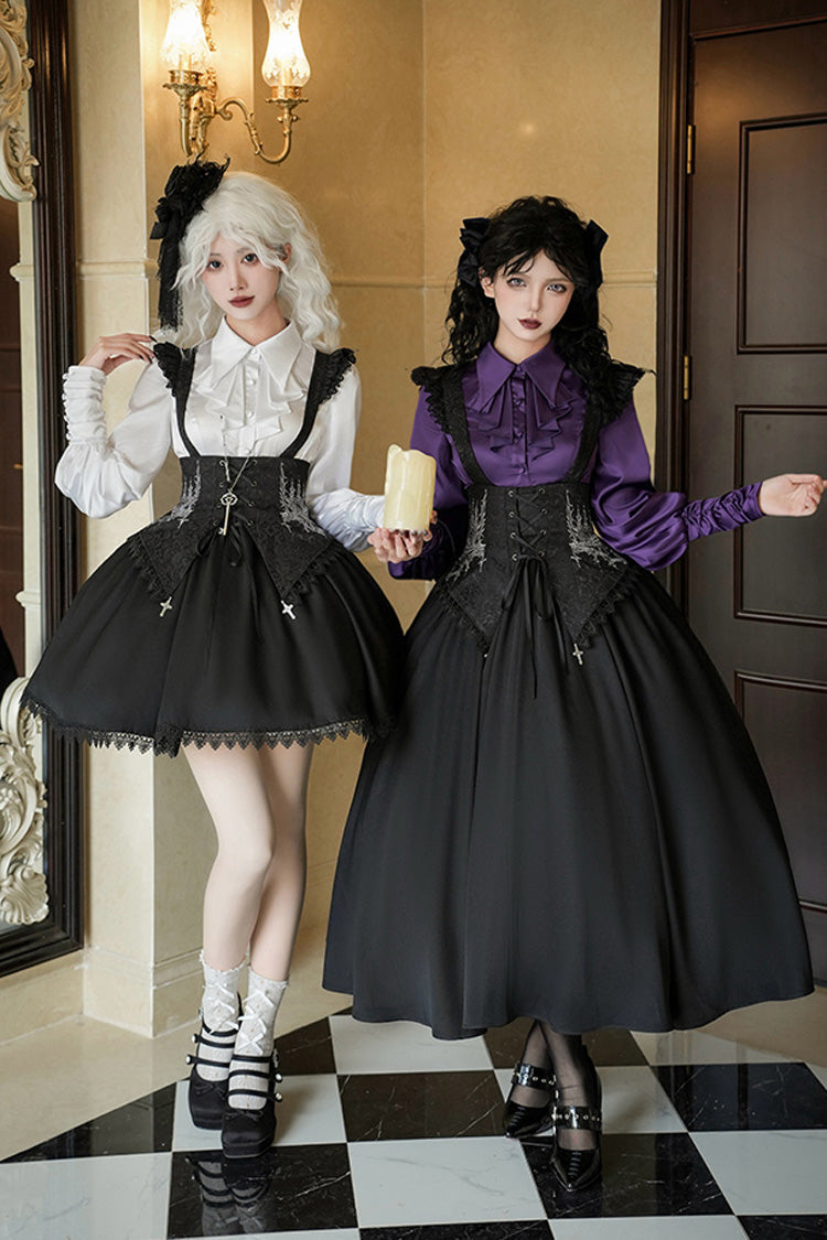 Embroidery Lace-Up Sleeveless Gothic Support Dress