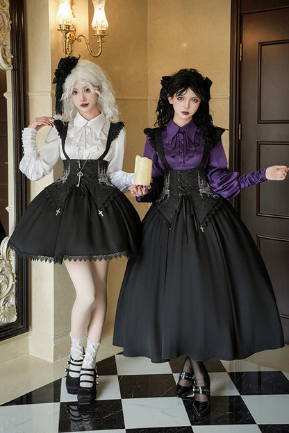 Embroidery Lace-Up Sleeveless Gothic Support Dress