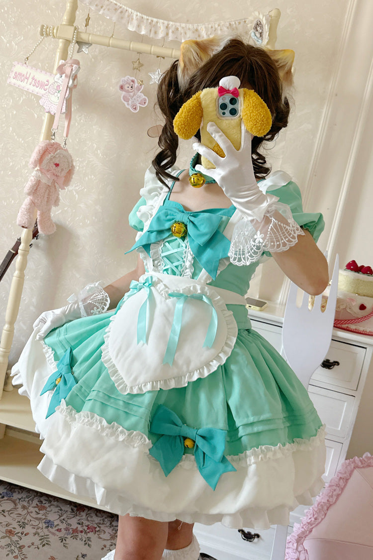 Sweet Lolita Skirt Set with Ruffle Bowknot and Bell Meow Design