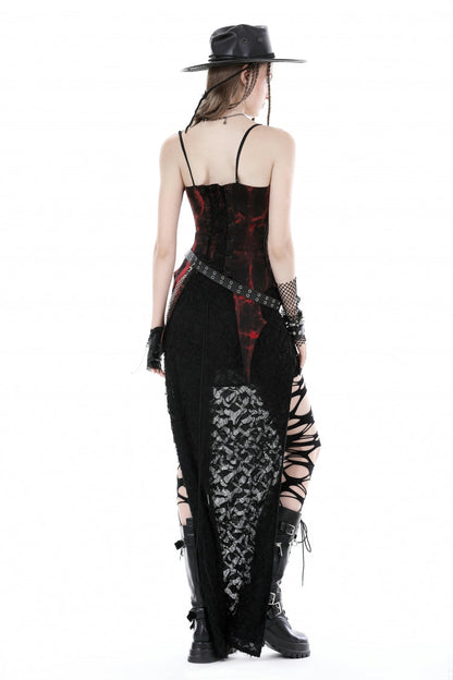 Tie-Dyed Lace-Up Ruched Overbust Corset