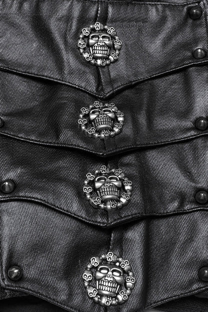 Faux Leather Punk Shorts with Mesh and Stud Embellishments