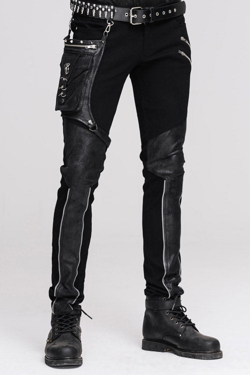 Slim Straight Leg Trousers with Detachable Leg Bag