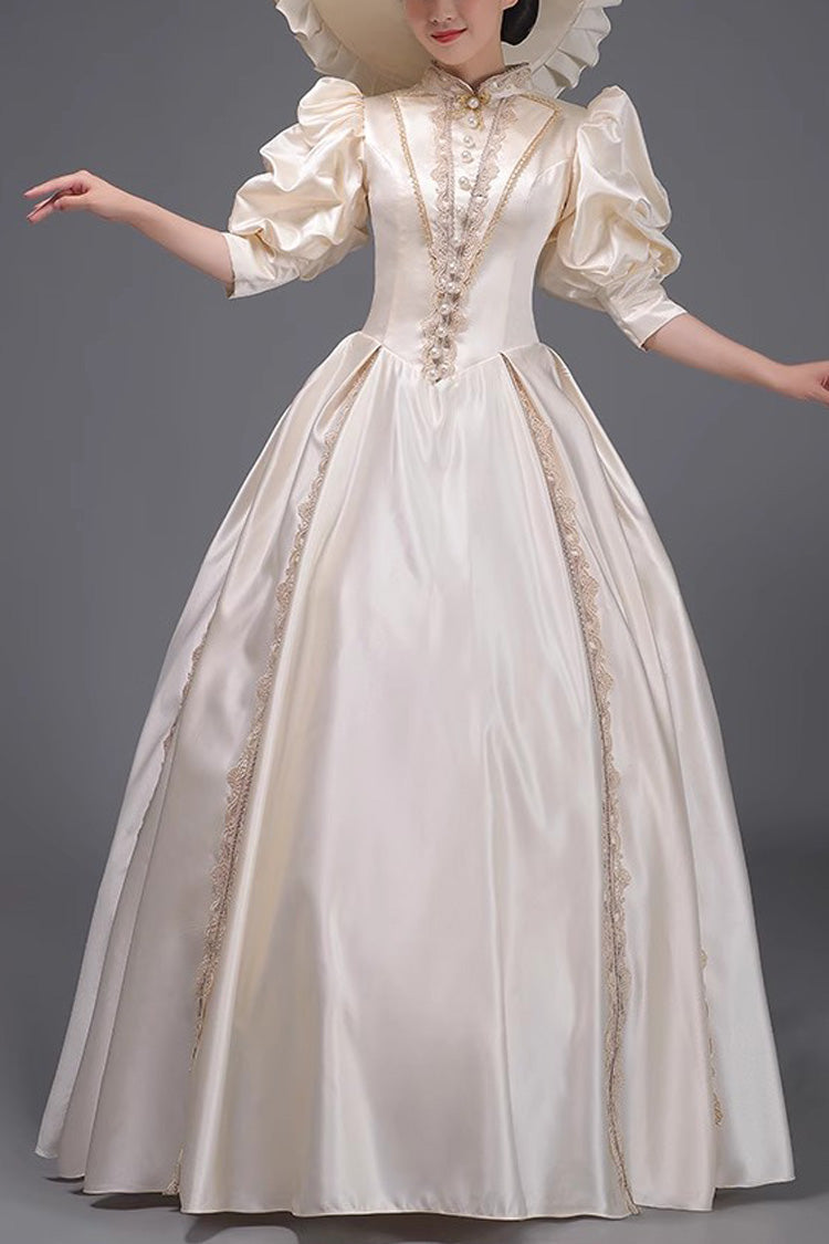 Short Sleeve Vintage Princess Dress in Champagne