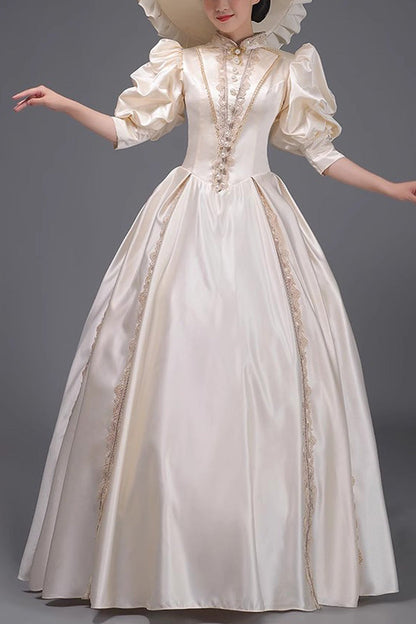 Short Sleeve Vintage Princess Dress in Champagne