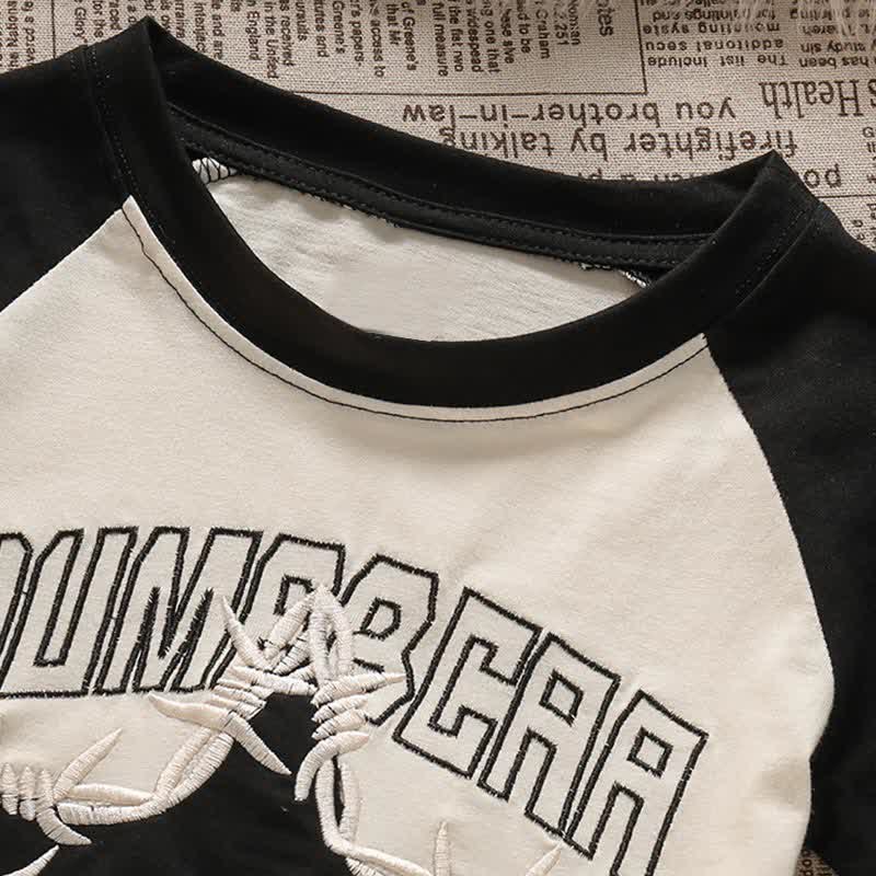 Belted T-Shirt Crop Top Letter Star Denim Skirt