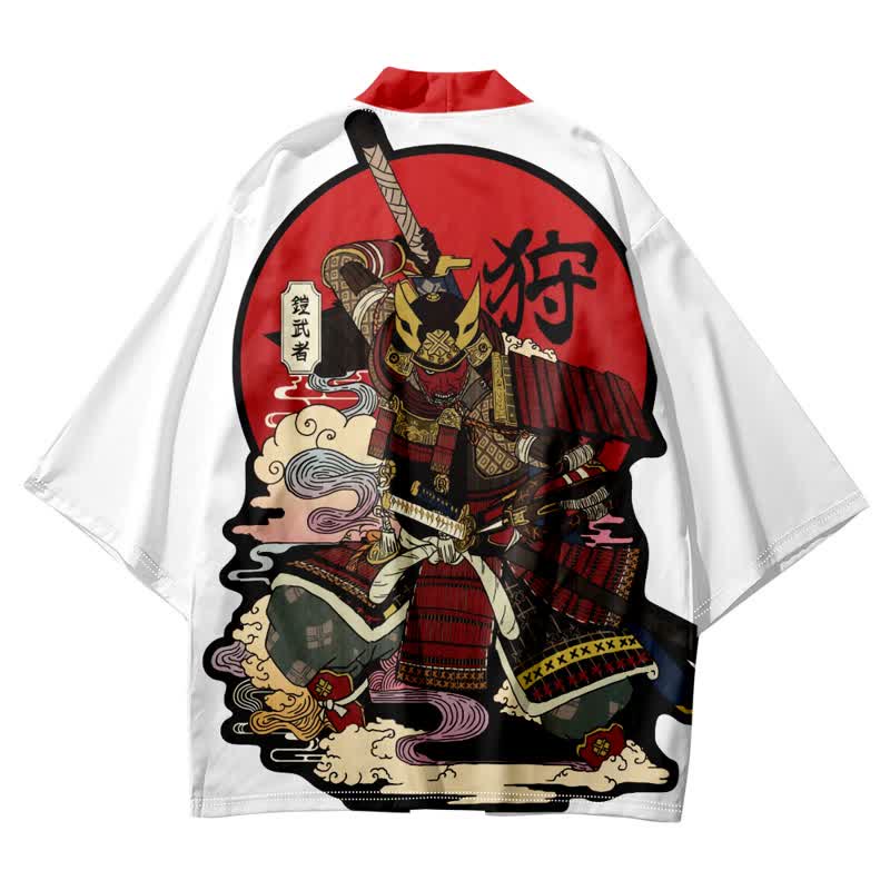 Cute Cat Warriors Print Cardigan Kimono Outerwear