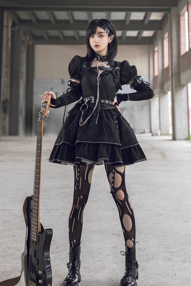 Black Gothic Punk Lolita JSK Dress with Letter Print
