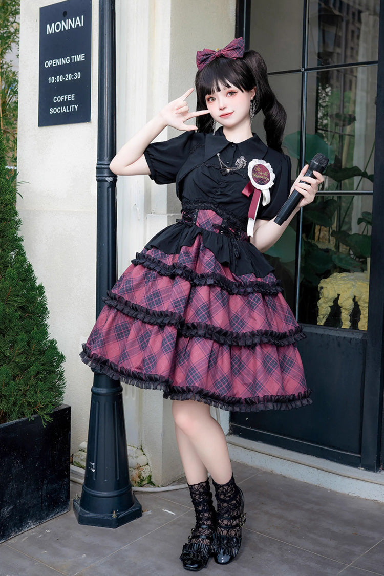 Multi-Layer Margaret Plaid Sleeveless Sweet Lolita Dress