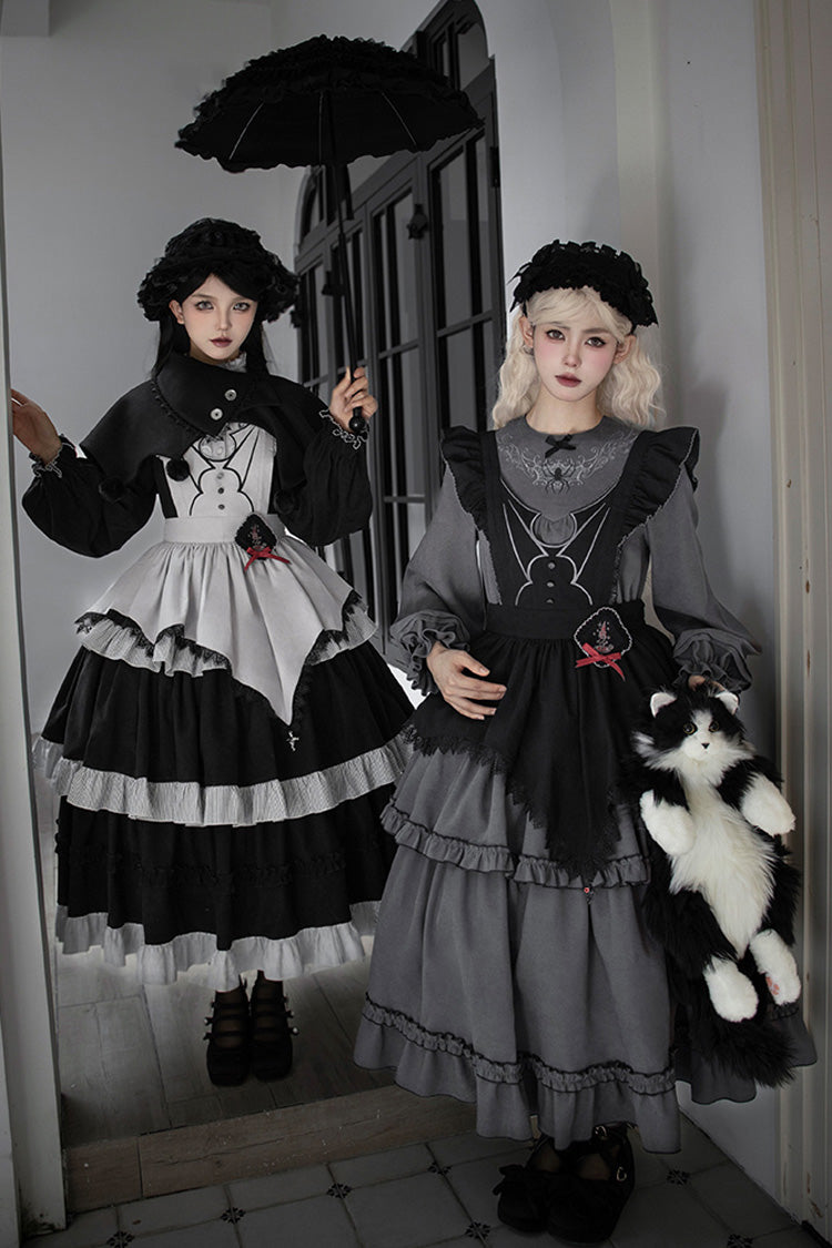 Gothic Lolita Castle Night Long-Sleeved Ruffle Embroidery Dress