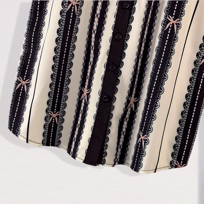 T-Shirt Mesh Casual Belted Print Chiffon Shorts Stripe